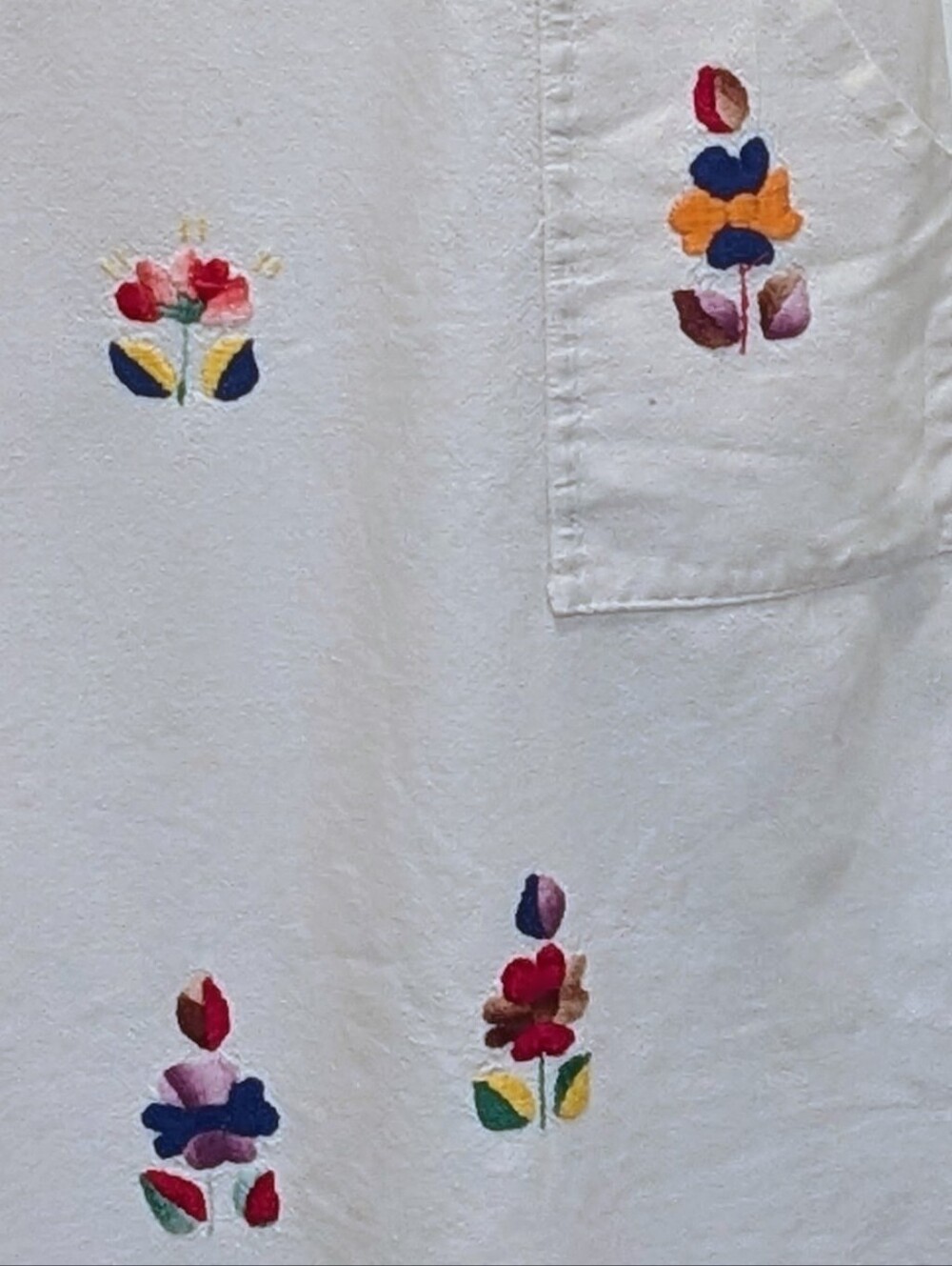 GUC 70s L Vintage Hand Embroidered Mexican Cotton Sun Dress - Picture 4 of 8